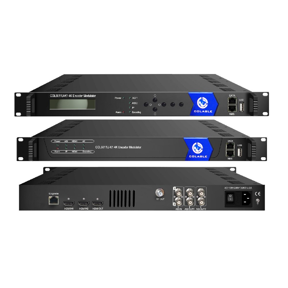 H.264 AVC/H.265 HEVC HD ASI IP To RF DVB-C/DVB-T 4K Encoder Modulator
