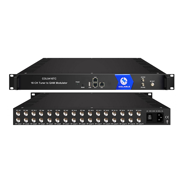 16 CH DVB-C (DVB-T/S/S2/S2X, ATSC, ISDB-T Optional) FTA Tuners To DVB-C QAM Modulator